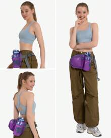 Waterfly Bolsa de cintura corrida desportiva homem mulher com suporte para garrafas bolsa de cintura para correr caminhadas, Preto, Caminhadas, corrida, desporto - Morado - Ver 6