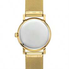 MEGIR 奢华复古商务手表男士金色钢网手链大表盘男士石英表防水腕表时钟 - 金色 - 查看 10