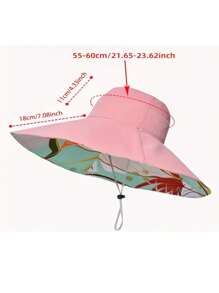 1 Pc Large Brim Reversible Bucket Hats Floral Printed Bucket Hat Basin Hat Foldable Lightweight Sun Hats For Women