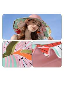 1 Pc Large Brim Reversible Bucket Hats Floral Printed Bucket Hat Basin Hat Foldable Lightweight Sun Hats For Women