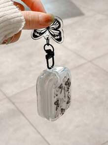 1pc Black Butterfly TPU Shock-Resistant Earbud Case, Compatible With Apple Models