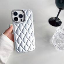 1 Ốp điện thoại chống rơi họa tiết hình thoi nhiều màu tương thích với iPhone - Bạc - Xem 2