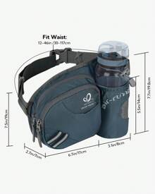Waterfly Bolsa de cintura corrida desportiva homem mulher com suporte para garrafas bolsa de cintura para correr caminhadas, Preto, Caminhadas, corrida, desporto - Neblina azul - Ver 2