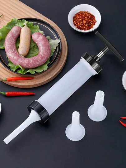 1pc Manual Sausage Maker, Household Small Sausage Handmade Tool, Hand Driven Sausage Stuffer For Salami, Summer Sausage