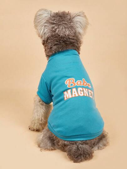 Ropa para mascotas de perro de unicolor negro y magenta con texto en inglés, conjunto de verano ligero y transpirable para Teddy, Poodle, Schnauzer y razas pequeñas de perro