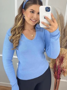 Women Sweaters - 淺藍色 - 查看 1