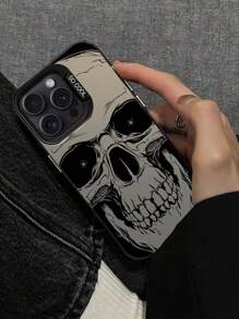 Apple Halloween 1pc Skull Patterned Horror & Personalized Design Phone Case - Black - View 2