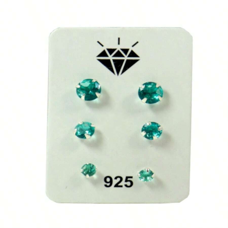 Stud Earrings - 綠色圓形 - 查看 1