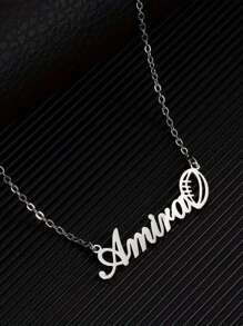 Personalized Men And Women Custom Simple Fashion Stainless Steel Name Wings Necklace Mother's Day Father's Day Valentine's Day To Commemorate Graduation Bestie Friends Birthday High-End Name Wings Pendant Gift Valentines
