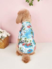 1 buah Kaos Lucu Motif Hawaii untuk Hewan Peliharaan, Cocok untuk Kucing dan Anjing Kecil - Royal Blue - View 4