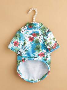 1 buah Kaos Lucu Motif Hawaii untuk Hewan Peliharaan, Cocok untuk Kucing dan Anjing Kecil - Royal Blue - View 5