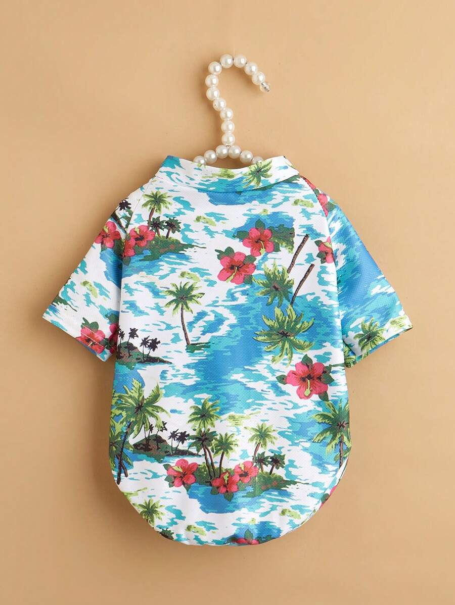 1 buah Kaos Lucu Motif Hawaii untuk Hewan Peliharaan, Cocok untuk Kucing dan Anjing Kecil - Royal Blue - View 1