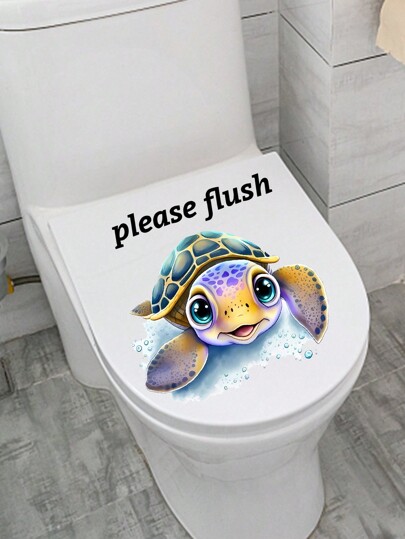 قطعة واحدة/قطعتان ملصق حائط سلحفاة على الإطلاق على المرحاض، مصنوع من مادة PVC قابلة للإزالة، مناسب لحمام المرحاض، مقاس 7.9 بوصة * 11.8 بوصة