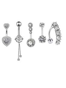 5pcs Dangle Belly Button Rings Cute Pink Heart Stainless Steel Belly Piercing Jewelry  Resever Rings For Women Navel Piercing Jewelry - Belly ring - View 17