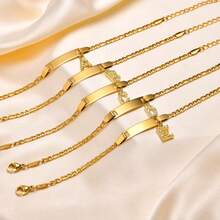 1個不鏽鋼26個英文字母18k鍍金手鍊,女性禮物 - 金黃色 - 查看 8