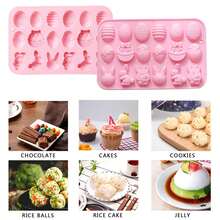 Stampo in silicone a forma di coniglio per cioccolato di Pasqua, adatto per realizzare cioccolato, caramelle, torte, pasta di zucchero, gelatina, budino, sapone fatto a mano, cioccolata calda, palline di cacao, ideale per la decorazione di feste di Pasqua - Rosa - Visualizzare 6