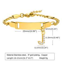 1個不鏽鋼26個英文字母18k鍍金手鍊,女性禮物 - 金黃色 - 查看 31