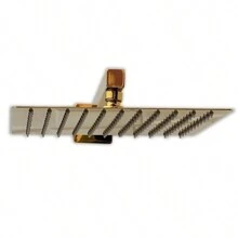 Ducha Chuveiro Dourado Inox 20x20 Slim Suporte Braço Quadrado Banheiro Piscina Area Externa Banho Gas - Dourado - Visão 5