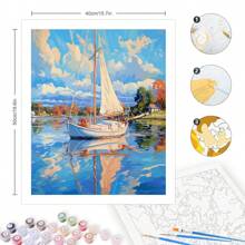 1pc Painting By Numbers For Adults Boat Landscape Paints Kits Diy Gift Wall Decor Photo Picture By Number For Home Decors 40x50cm/16x20inch Without Frame