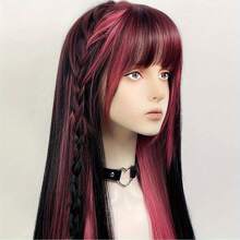 Sợi tổng hợp Dài Thẳng Đen Màu hồng Pha trộn Nhiều lớp Tóc giả Tóc mái NỮ lông tơ Lolita Hóa trang Tóc Tóc giả Đối với Hằng ngày Buổi tiệc - Nhiều màu - Xem 1