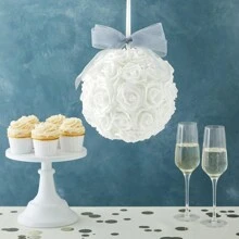 Bộ 5/10/15/20/25/30 bông hoa giả màu hồng, hoa trang trí tối giản bằng xốp PS, trang trí nhà cửa (bao bì OPP) - trắng - Xem 8