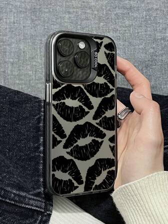 1入時尚唇形圖案防摔手機殼,適用於蘋果和三星系列