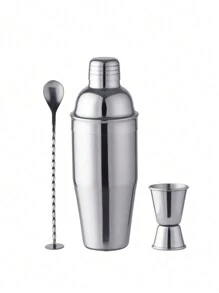 不鏽鋼調酒器套裝,包括調酒杯、量酒器,還有調羹,3入組 - 銀色 - 查看 1