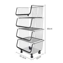 LIVINGANDHOME Living And Home 3/4/5 Layer Kitchen Organizer Shelf, Rolling Wire Basket Trolley, Stackable Metal Rack For Effortless Fruit And Vegetable Storage - 黑色 - 查看 7