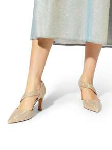 Women's High Heels Pumps Dress Closed Pointed Toe Comfortable D'Orsay Pumps Shoes For Work Office Wedding Dancing - Vàng - Xem 6