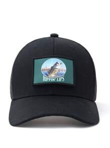 1pc Unisex Black Cartoon Pattern Mesh Breathable Sun Protection Baseball Cap, Suitable For Casual Daily Wear - Multicolor - View 1