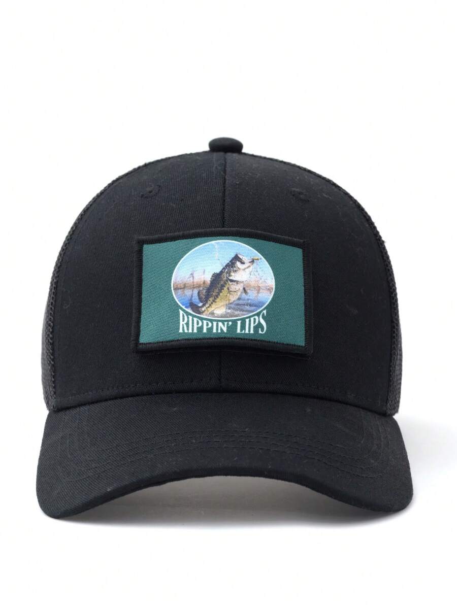 1pc Unisex Black Cartoon Pattern Mesh Breathable Sun Protection Baseball Cap, Suitable For Casual Daily Wear - Multicolor - View 1