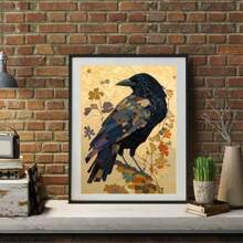 烏鴉帆布畫 - 复古風格家飾 - 黑暗烏鴉壁畫哥特式鳥類海报 - 客廳牆畫和家居裝飾的完美選擇 - 無框 - 彩色 - 查看 5