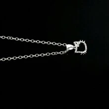 Sanrio 1pc Sanrio Kawaii Hello Kitty Silver Colour Simple Necklace Cartoon Kit Openwork Cat Cute Girl Metal Anime Pendant Necklace
