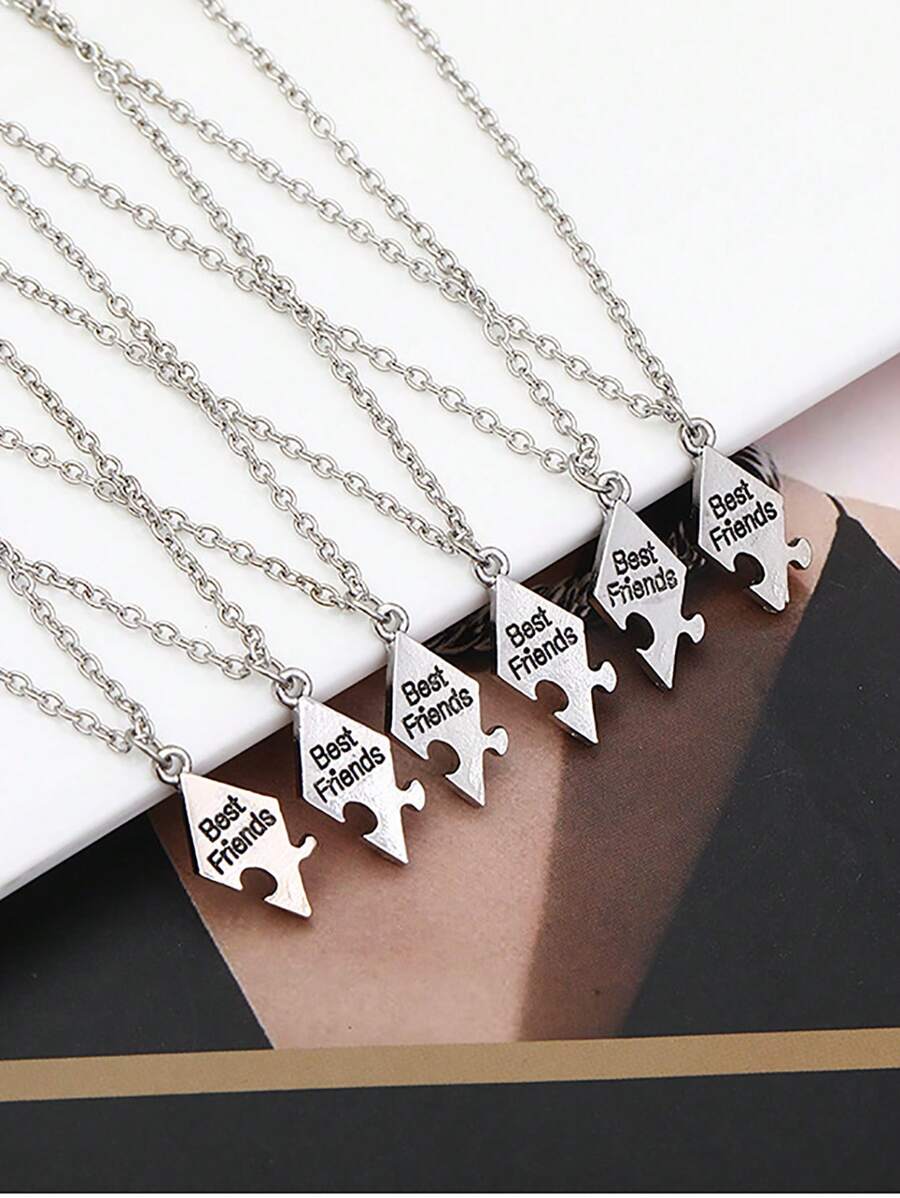 4/5/6/7/8 Pieces/Set, Best Friend Necklace, Creative Pentagram Pendant Alloy Accessories, Friendship Necklace For Men And Women, Best Friend Alloy Pendant, Letter Necklace Bff Jewelry Gift - Bạc - Xem 1
