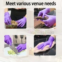 50pcs/100pcs一次性丁腈手套紫色加厚手套食品接触手套家政餐饮行业防水耐磨手套耐油染发纹身手套