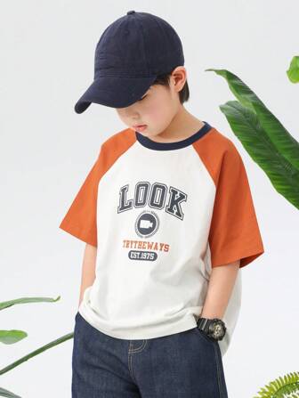 zosee Kleine Jungen T-Shirt für Outdoor-Aktivitäten, kurzärmeliges Farbkontrast-Design, weicher und dichter Stoff, Neuheit 2024, stilvolle Kleidung für Jungen