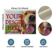 1pc Personlized Printed Linen Table Mat, Custom Single-Sided Resistant Dirty Dining Mat With Personal Photo, Suitable For Table Decoration - Multicolor - View 3