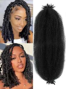 5 Packs 8 Inch Pre-Separated Springy Afro Twist Hair Suitable For Damaged Soft Locs Synthetic Marley Twist Braiding Hair - Black - View 2