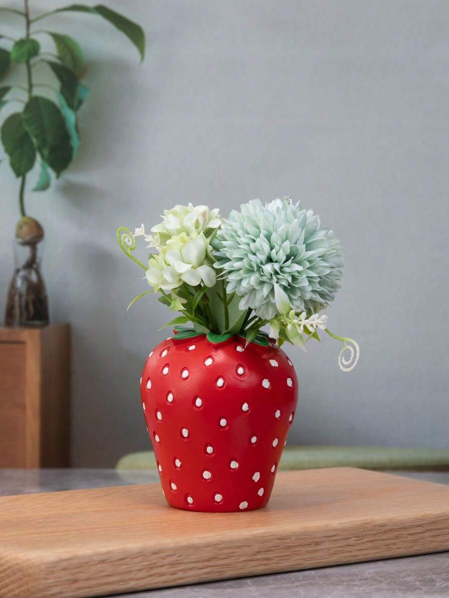 1 bình hoa trang trí hình quả dâu tây bằng nhựa mini cho gia đình - Nhiều màu - Xem 1