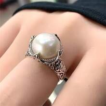 Anillo Simple Para Pareja Con Gran Perla Falsa En Estilo Retro Japonés Y Coreano, El Mejor Regalo Para El Día De La Madre Y El Día Del Padre