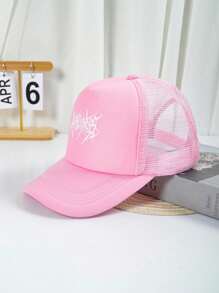 Street One Embroidered Logo Breathable Baseball Mesh Cap - Pink - View 1