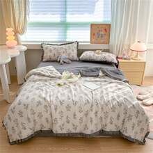 1pc Summer Quilt, Wrinkle Series With Fresh Floral Print, Home Bedding Comforter For Summer And Air-Conditioned Room - Multicolor - View 2