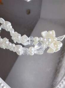 White-Line Butterfly & Heart Shaped Mobile Phone Case Lanyard For Fashionable Women, Diy Camera Chain Gifts For Mother, Family, Friends, Birthday, Holiday Phone Charm, Phone Chain - 白色 - 查看 4