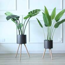 1 件创意铁艺花盆架，配大铁桶，可用于室内外家居装饰、储物架、装饰品和花盆、园艺工具，与铁艺支架组合购买 - 白色 - 查看 7