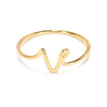 女士時尚迷你字母戒指a-z指頭不銹鋼戒指美學婚禮首飾禮物 - 金黃色 - 查看 16