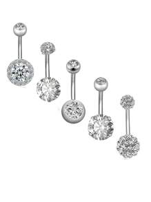 5pcs Dangle Belly Button Rings Cute Pink Heart Stainless Steel Belly Piercing Jewelry  Resever Rings For Women Navel Piercing Jewelry - Belly ring - View 6