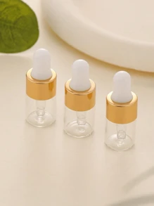 3Pcs 2Ml Mini Gold Cap Glass Dropper Bottle Set Small Sample Vials With Lid For Traveling Essential Oils Cosmetic Liquid Sample Perfume, Living Room Home Bedroom Bathroom House Decor, Travel Stuff, Wedding, Party, Birthday, Gifts For Men Mom Dad Friends, New Years, Accessories, Funny Gift, Portable Accessories Storage