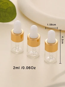 3Pcs 2Ml Mini Gold Cap Glass Dropper Bottle Set Small Sample Vials With Lid For Traveling Essential Oils Cosmetic Liquid Sample Perfume, Living Room Home Bedroom Bathroom House Decor, Travel Stuff, Wedding, Party, Birthday, Gifts For Men Mom Dad Friends, New Years, Accessories, Funny Gift, Portable Accessories Storage