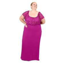 Lace Maxi Dress - Hot Pink - View 1