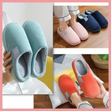 Plush Slippers Keep Warm Soft And Comfortable Unisex - Pink - View 5